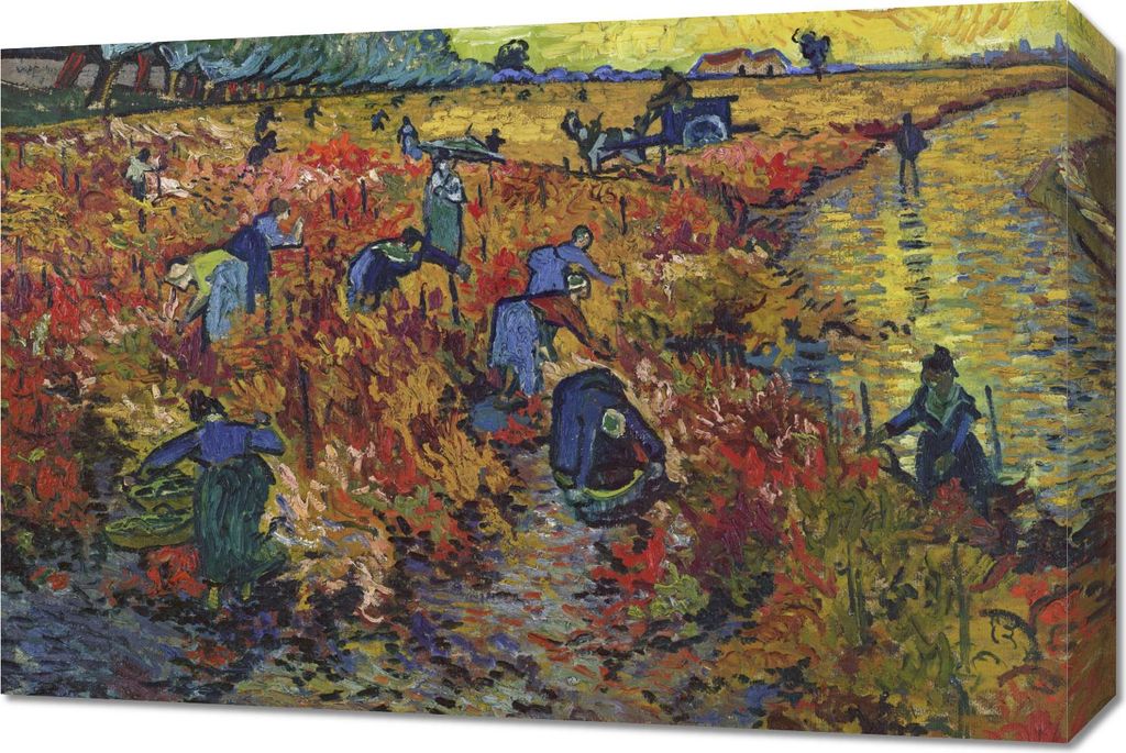 Bild 60x40cm Der Rote Weinberg, Van Gogh Vintage für das Wohnzimmer