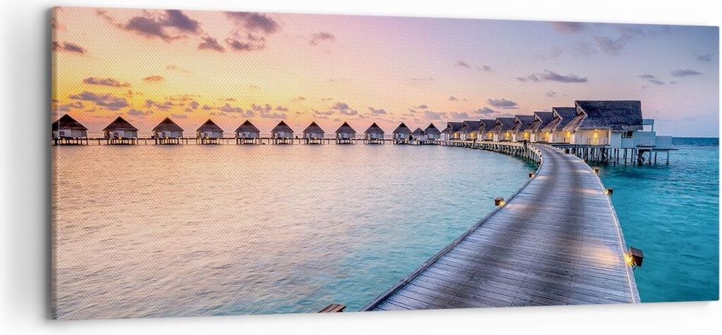 Bild auf Leinwand - Leinwandbild - Malediven Meer - 120x50cm - Wand Bild - Wanddeko - Wandbilder - Leinwanddruck - Bilder - Kunstdruck - Wanddekora...