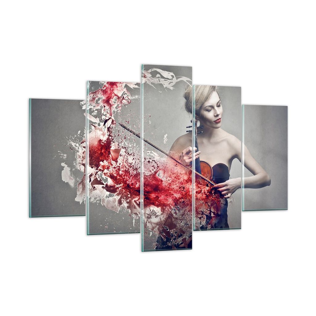 Bilder auf glas - Frau Violine Musik Instrument - 150x100cm - Glasbilder - Wandbilder - Kunstdruck - zum Aufhängen bereit - Wanddekoration aus Gla...