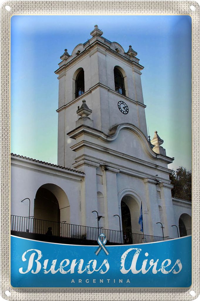 Blechschild Reise 18x12cm Buenos Aires Argentinien Kirche