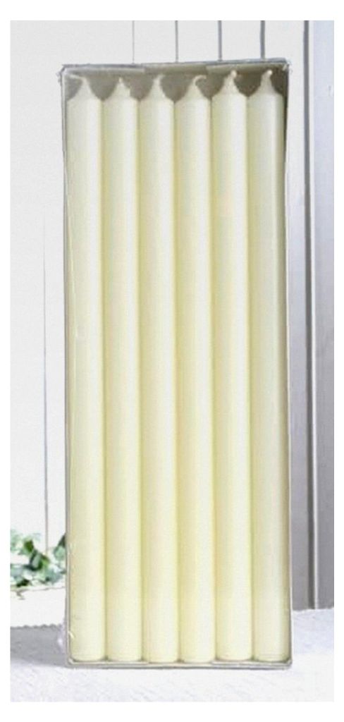 12 Stück Premium-Stabkerze "Extralang", 35 x 2,2 cm Ø, elfenbein