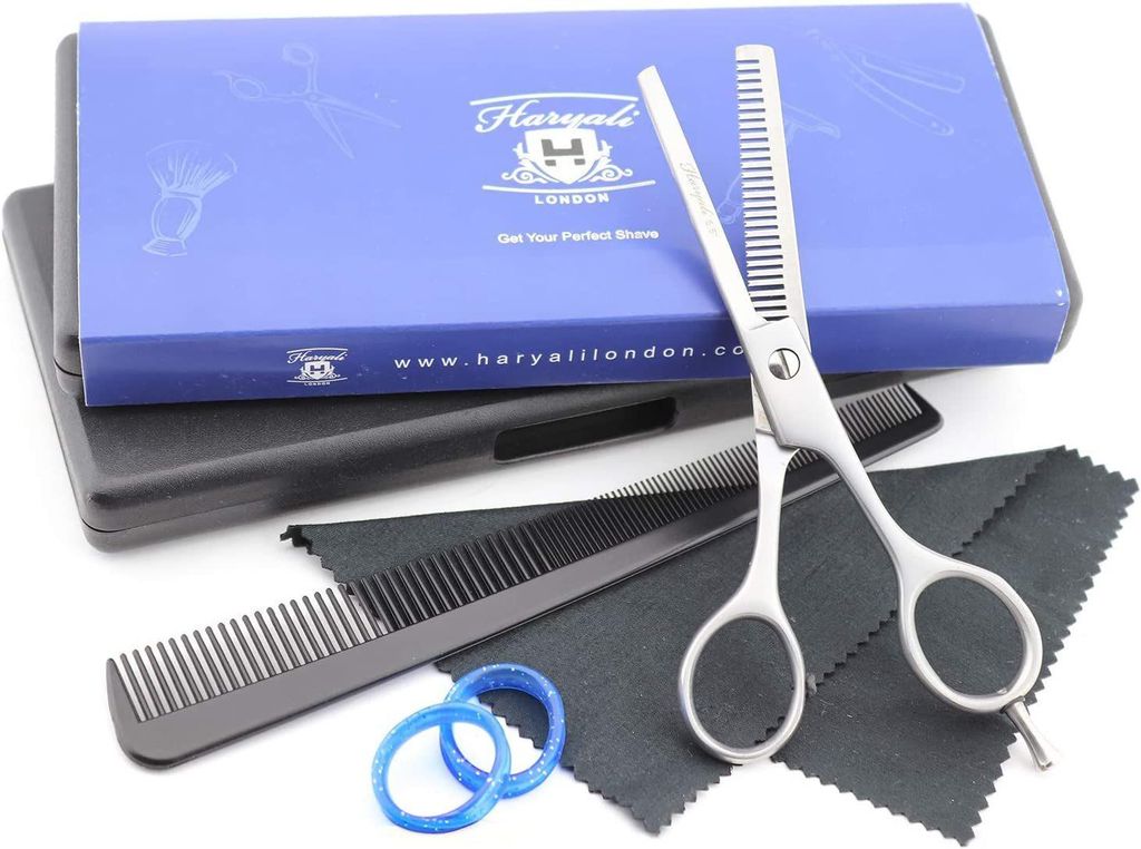 Professionelles Friseurscheren-Set: Effilierschere, Stylingschere mit Kamm und Etui
