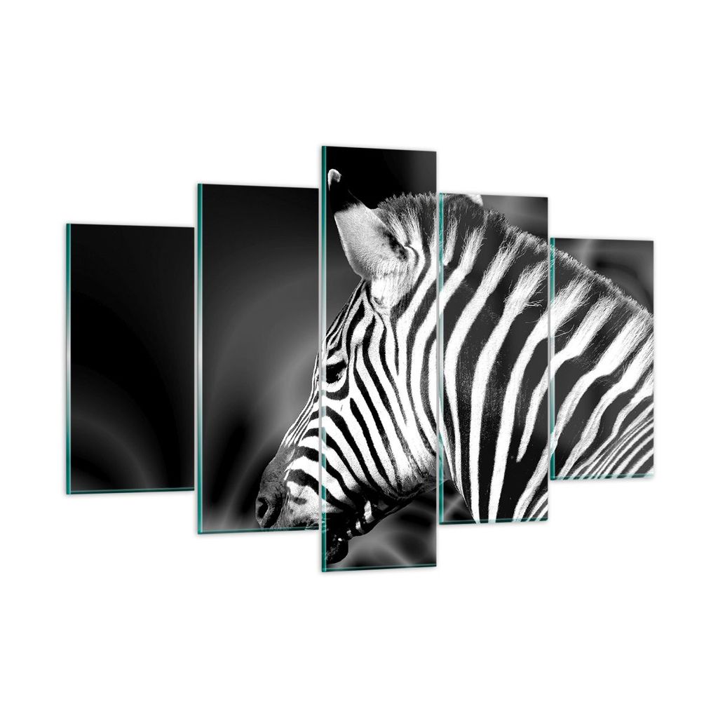 Bilder auf glas - Tier Zebra Streifen - 150x100cm - Glasbilder - Wandbilder - Kunstdruck - zum Aufhängen bereit - Wanddekoration aus Glas - Glas B...
