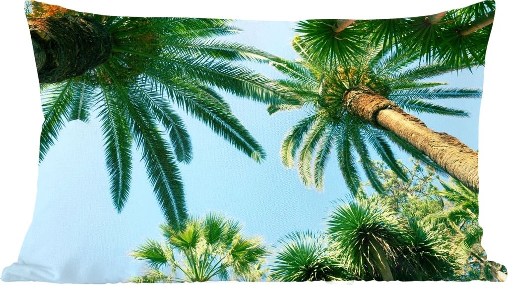 MuchoWow Zierkissen Sofakissen Wohnzimmer Dekokissen 60x40 cm Palmwedel - Himmel - Sommer - Tropisch - Kopfkissen - Polster mit Foto