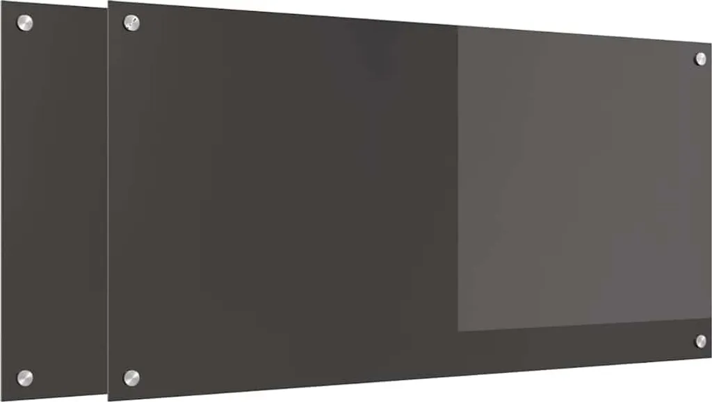 Offerta Alzatina Cucina 2 Pezzi Vetro Temperato 100x50 Grigio Scuro
