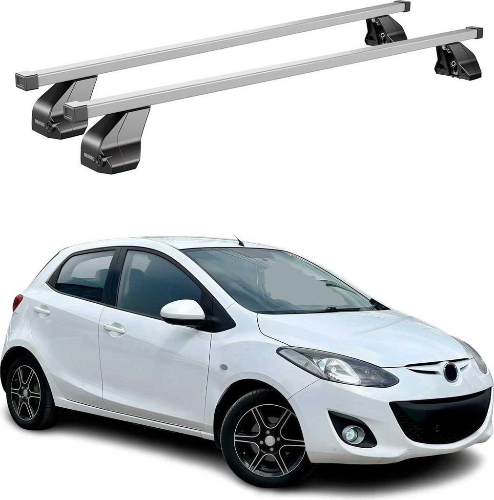 Menabo Dachträger Grundtäger für Mazda 2 2007-2014 75kg Stahl Silber 2 tlg
