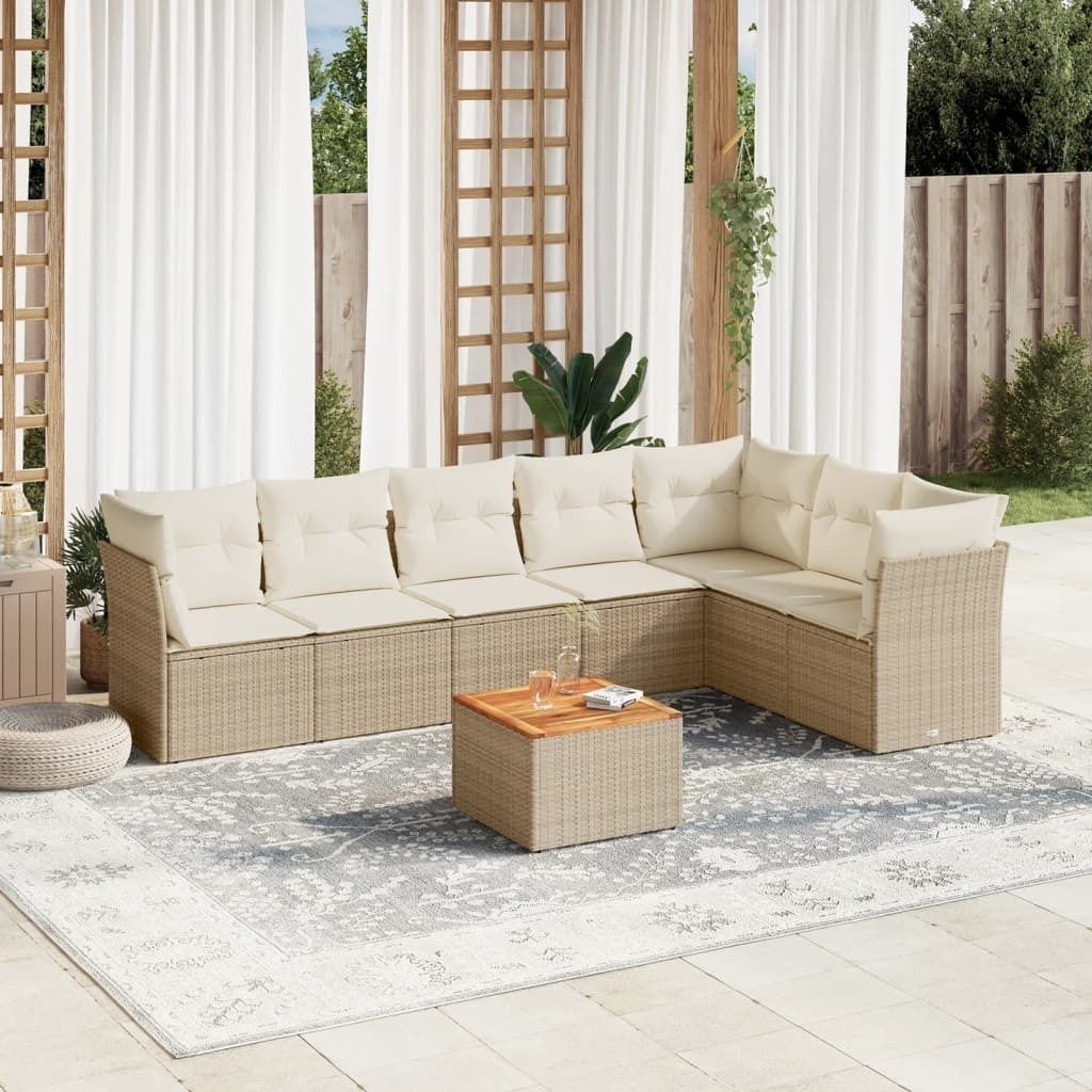 Maison Exclusive - 8-tlg. Garten-Sofagarnitur mit Kissen Beige Poly Rattan