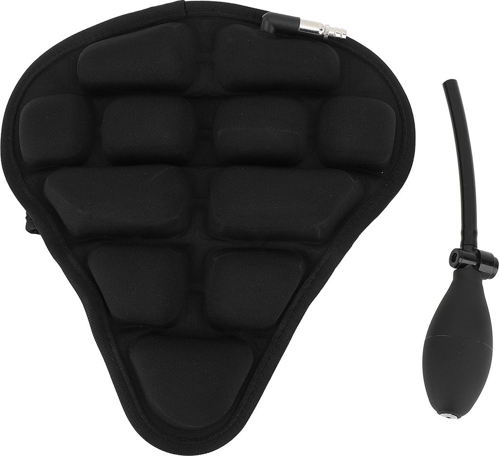 Fahrrad-aufblasbarer Sitzbezug, Stoßdämpfung, bequemes, rutschfestes, wasserdichtes, faltbares Kissen mit Luftpumpe für Männer und Frauen, Schwarz