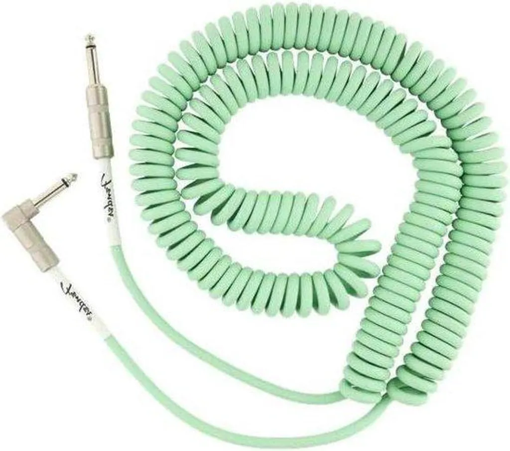 Câble guitare spiralé 9m vert avec connecteurs jack haute performance