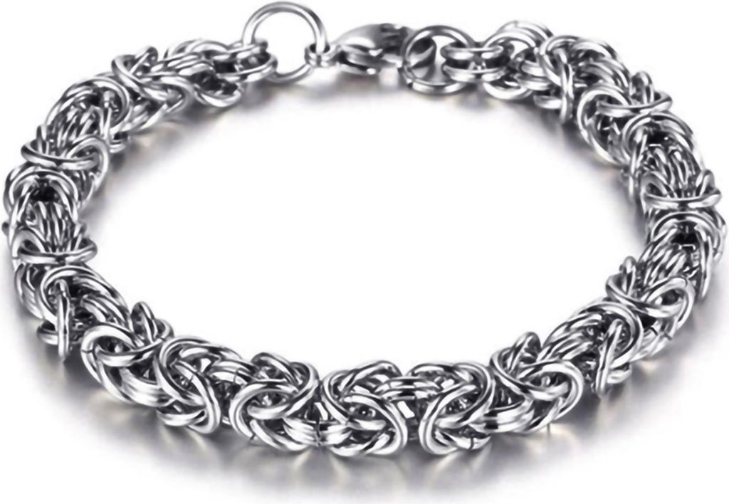 Herren-Armband mit byzantinischer Kette, Karabinerverschluss, Titanstahl, poliert, dick, leicht, Hip-Hop-Armband, Schmuck fürs Handgelenk, Shoppin...
