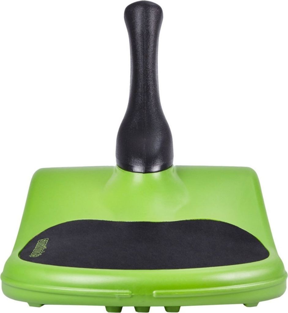 A green and black cleaning tool with a handle, shown against a white background.