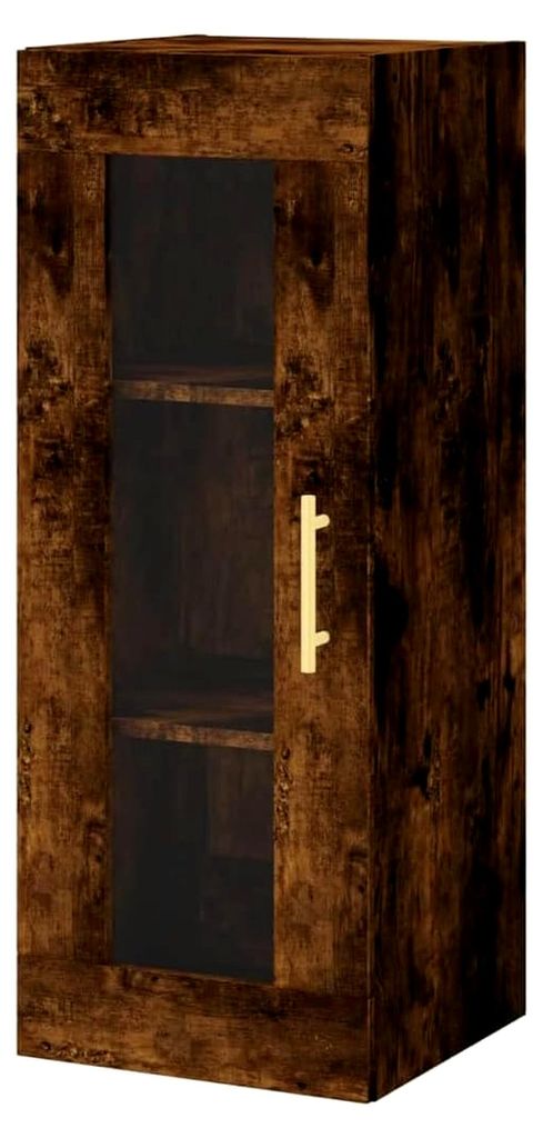 Hängeschrank für Badezimmer, Hängeschrank aus rauchfarbener Eiche, 34,5 x 34 x 90 cm