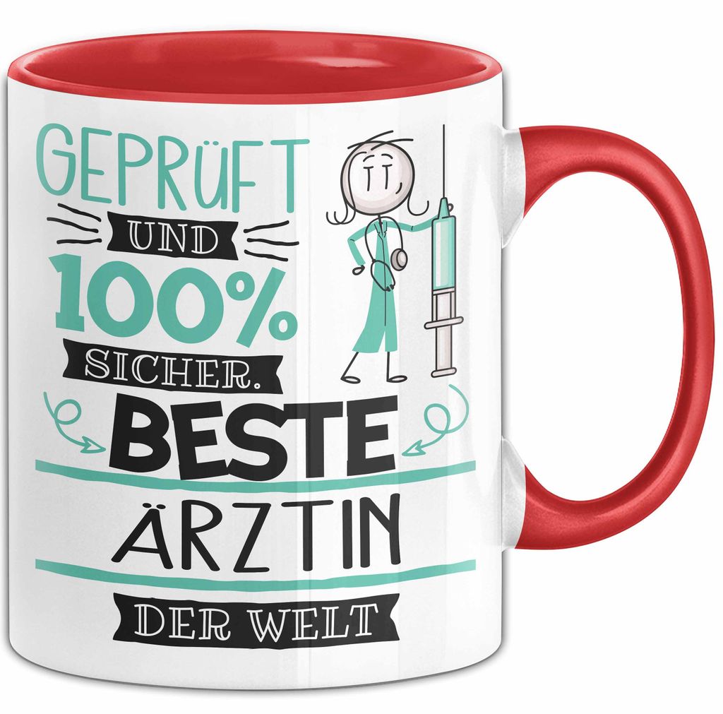 Beste Ärztin Der Welt Tasse Geschenk für Eine Ärztin Und Sicher Geschenkidee Geburtstag Weihnachten (Rot)