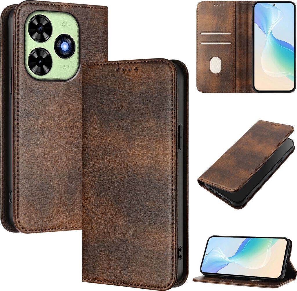 Handyhülle für Tecno Spark Go 2024/Spark 20/Spark 20C/Pop 8/Infinix Smart 8/Smart 8 Plus/Smart 8 Pro/Hot 40i, Vintage Leder RFID Schutz Kartenfac...