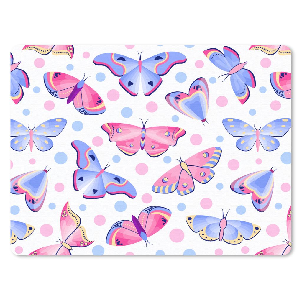 MuchoWow Mauspad Mousepad Schmetterlinge - Punkte - Muster 23x19 cm - Mousepads - Maus Mat - Pad - Mausunterlage - Schreibtischunterlage - Mauspad
