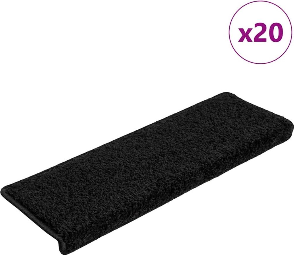 Stufenmatten 20 Stk. 65x21x4 cm Schwarz Rechteckiger Rand