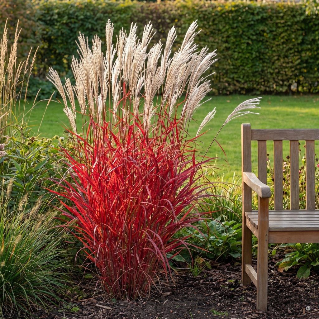Stauden Gänge 1 x Miscanthus sinensis 'Lady in Red' im 11 x Produktbild 