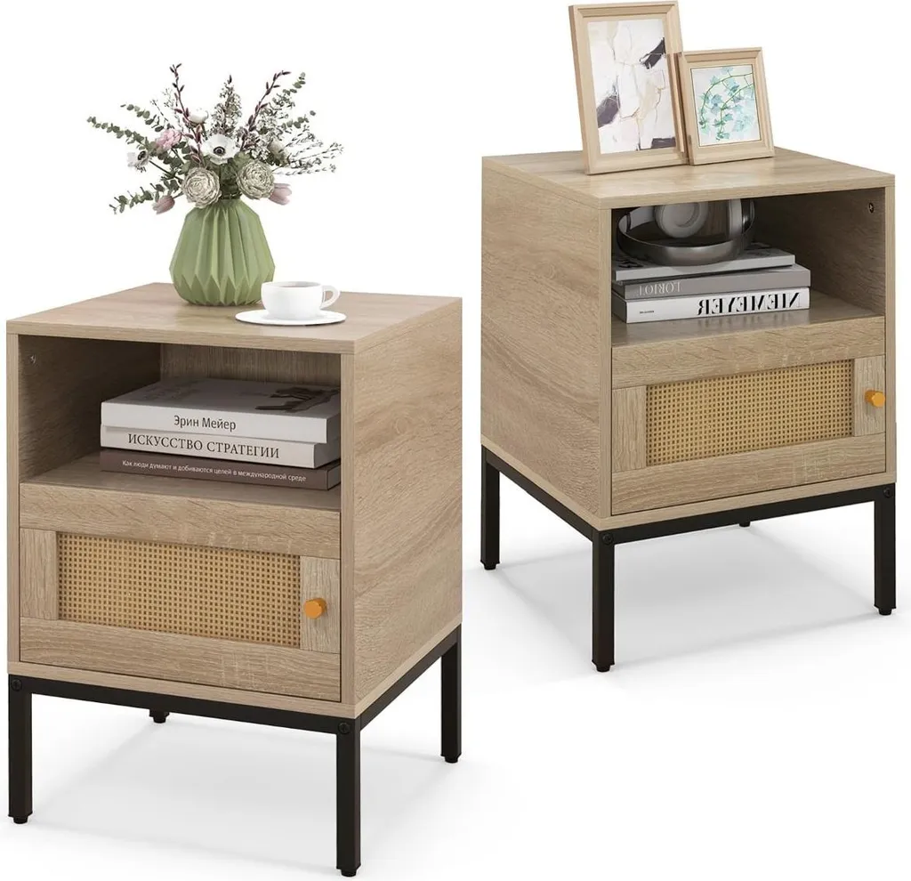 Optimisez votre rangement de chambre avec ces 2 tables de chevet rotin