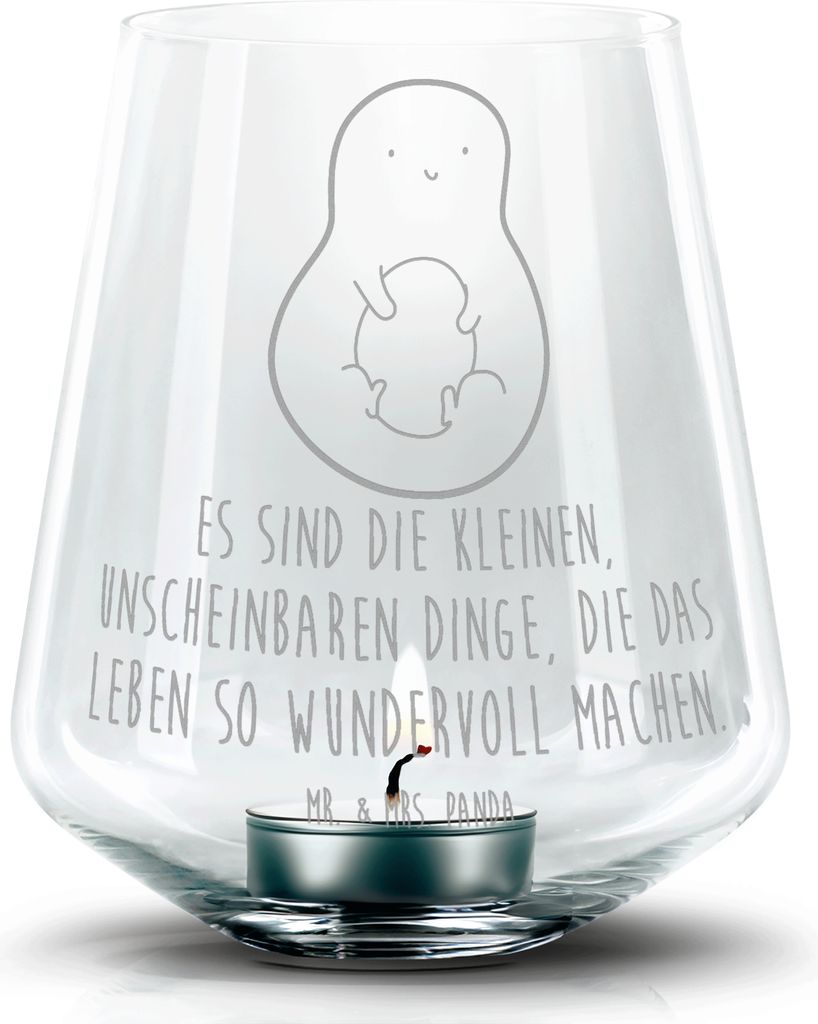 Mr. & Mrs. Panda glas kerzenhalter Avocado Kern - Transparent - Geschenk, Pflanze, Baby, Windlicht, Spruch Leben, Laterne, Teelichthalter, Wunder