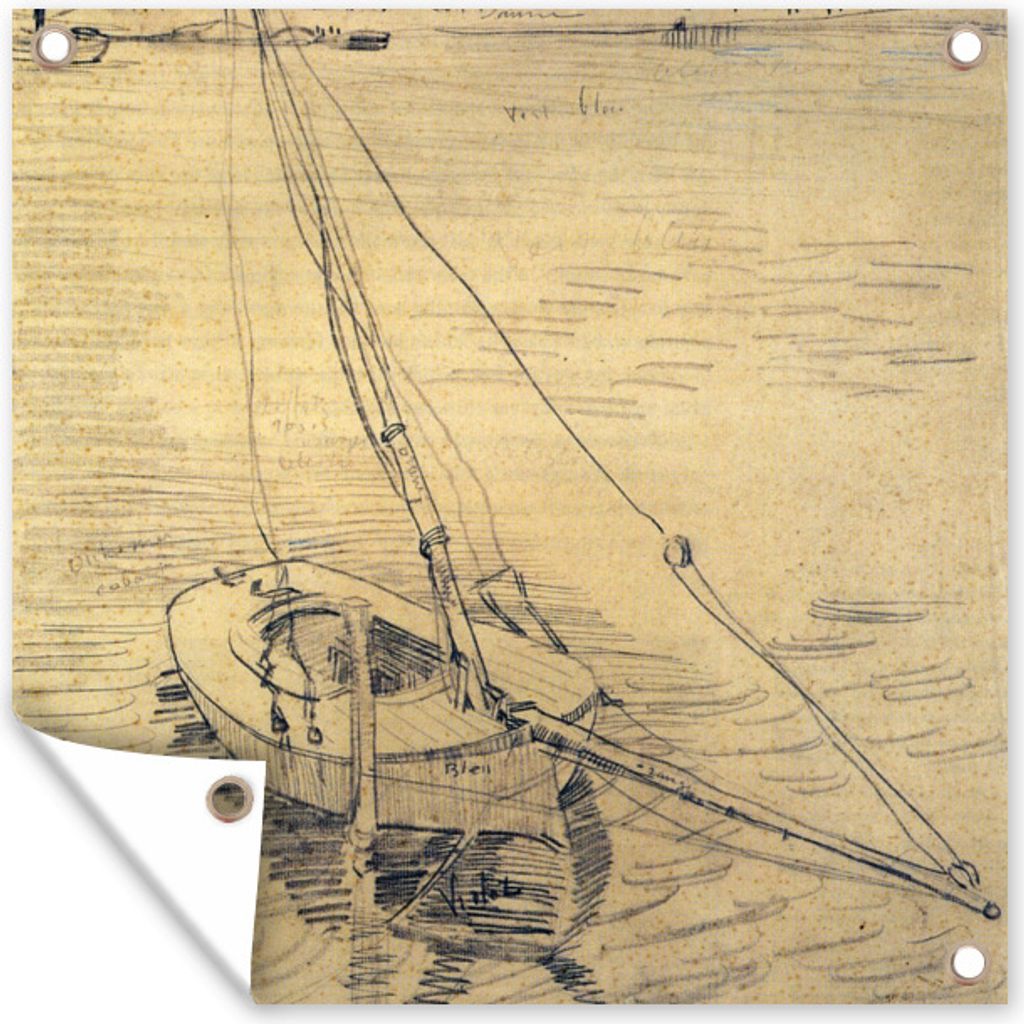 MuchoWow 50x50 cm Outdoor-Poster Gartendeko Sichtschutz Garten Poster für den Garten Segelboot auf der Seine bei Asnières - Vincent van Gogh