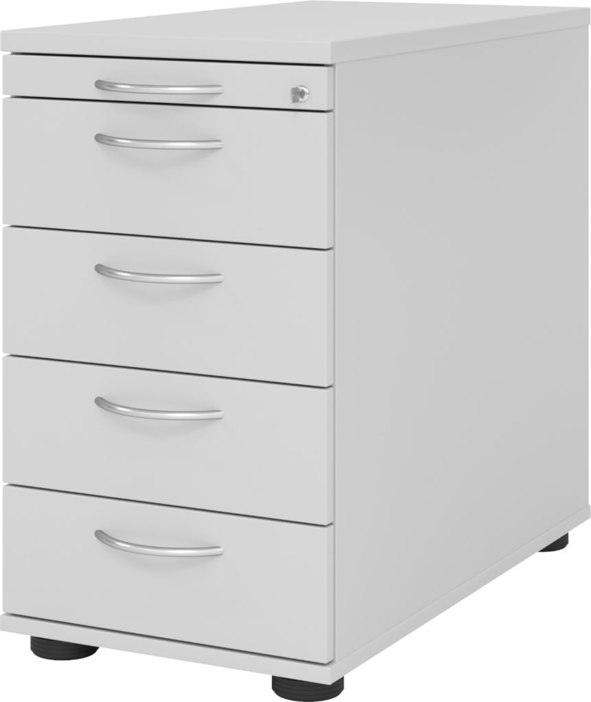 bümö office Standcontainer - mit 4 Schubladen - Nachbildung: Grau, Griff: Bogengriff (Metall)