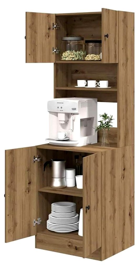 Küchenschrank aus Eiche 60 x 50 x 180 cm Holzwerkstoff, moderne Küchenmöbel, rechteckige Regale, praktische Aufbewahrung, Organizer mit viel Pla...