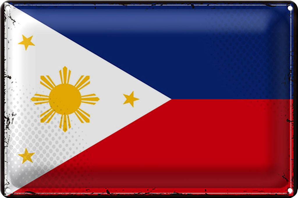Blechschild Flagge Philippinen 18x12cm Retro Philippines