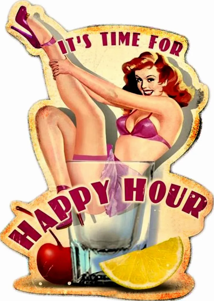 Plaque émaillée Happy Hour : Customisez vos murs vides au style rétro