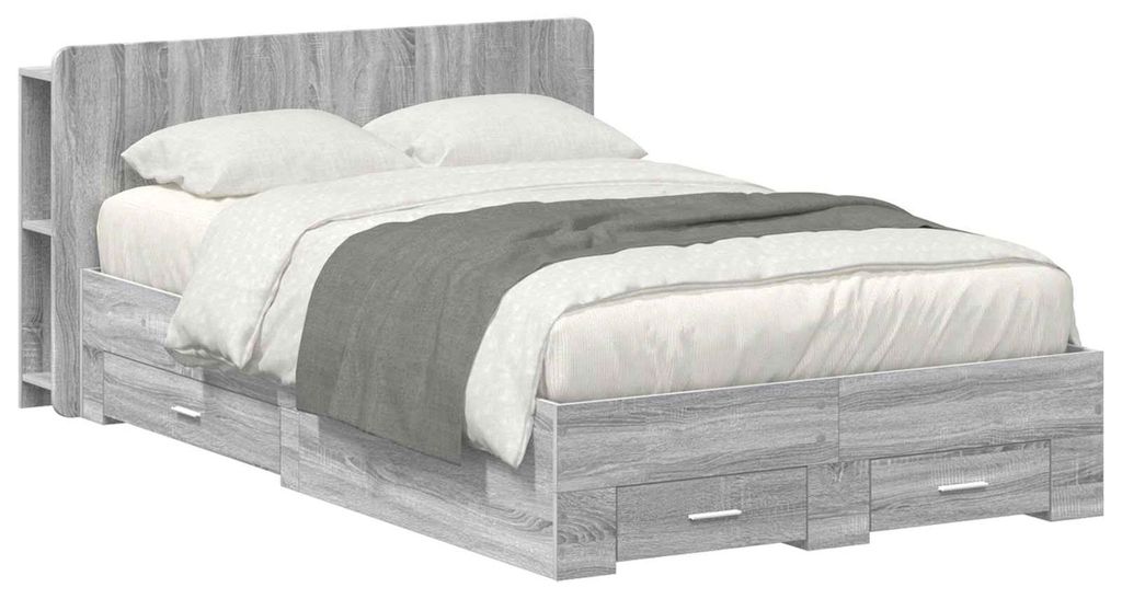 Bettgestell mit Stauraum Grau Sonoma 120 x 190 cm Holzwerkstoff