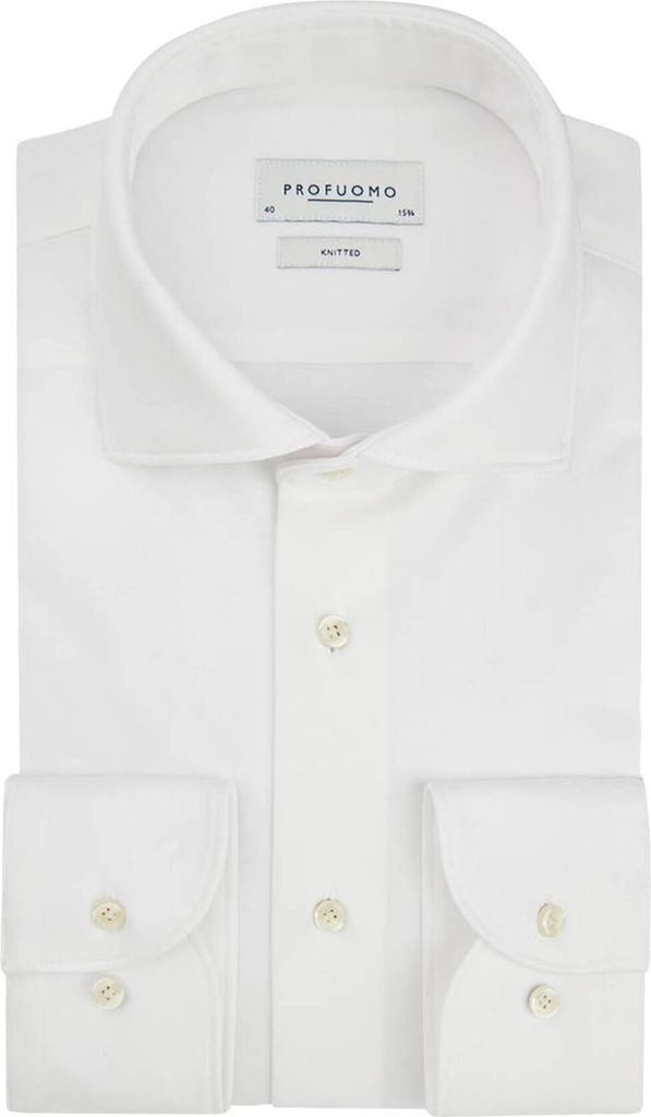 Profuomo Hemd weiß gestrickt Slim Fit