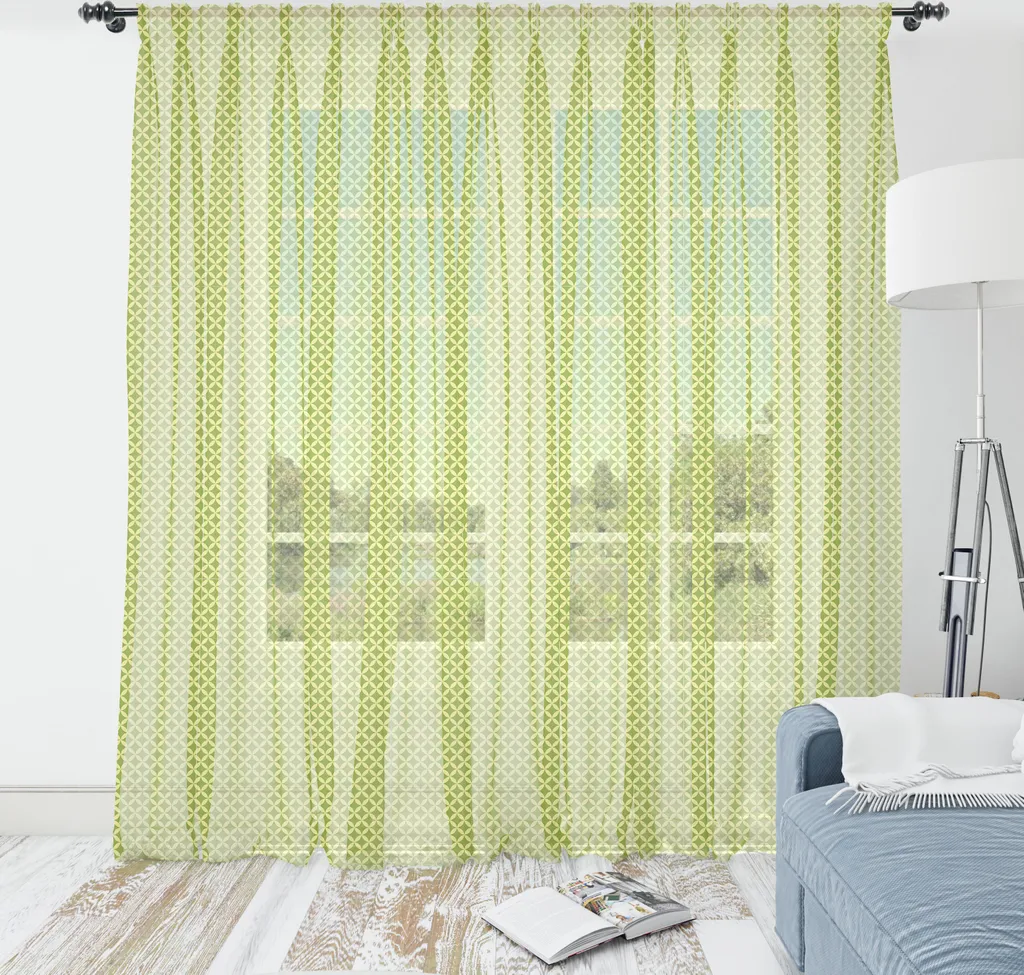 Tapisserie Rétro ABAKUHAUS 160x274cm Motif Géométrique Vert et Jaune