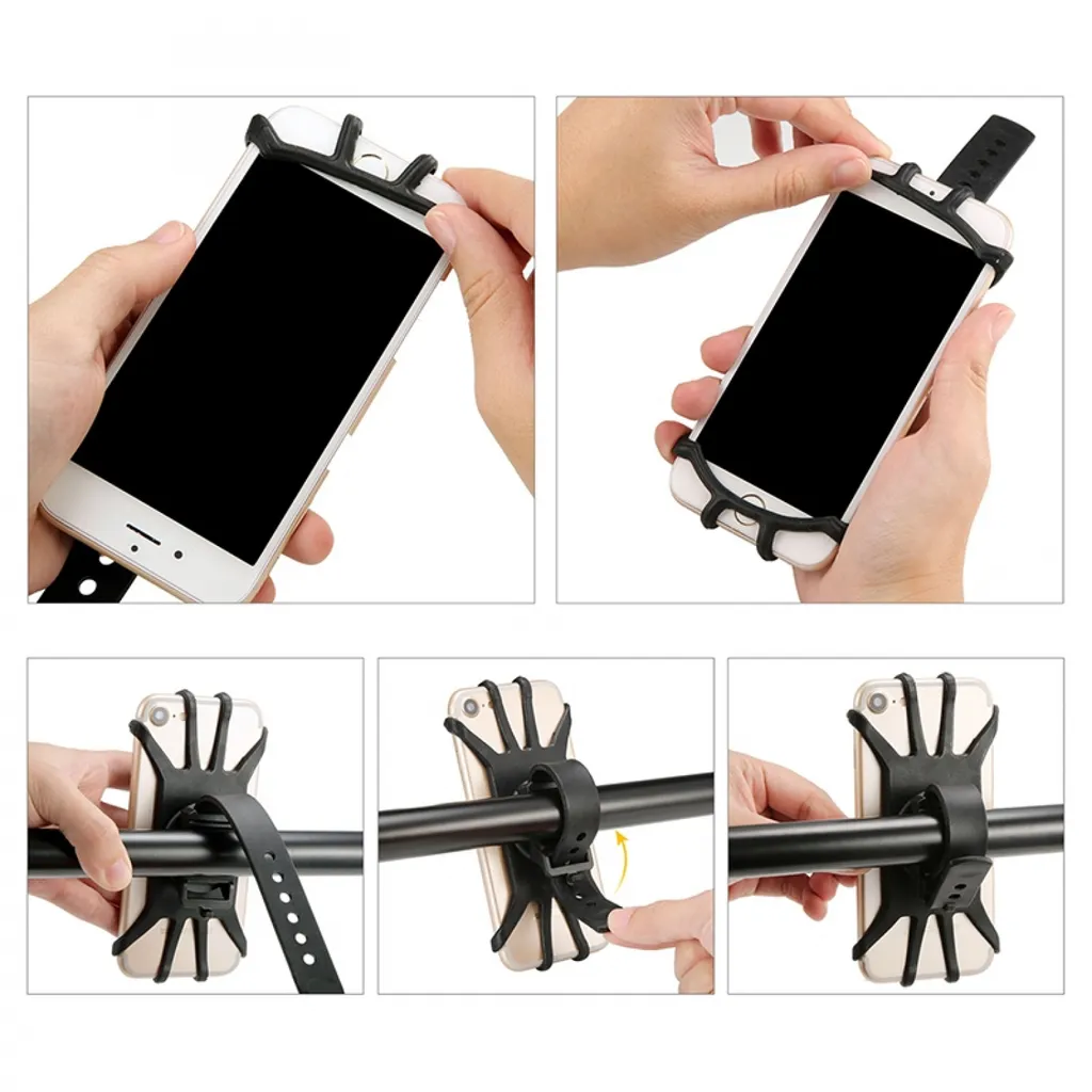 Support smartphone pour vélo rotatif 360° en silicone souple noir Lynx - 2