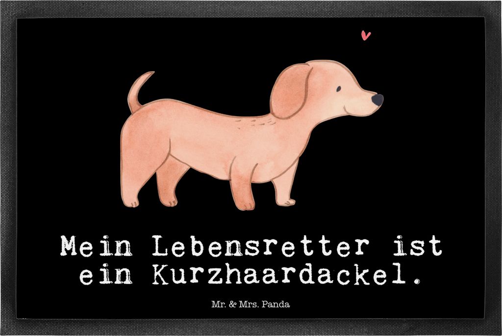 Mr. & Mrs. Panda Schmutzfänger Dackel Kurzhaardackel Lebensretter 40 x 60 cm - Schwarz - Geschenk, Fußabstreifer, fußmatte, Fussmatte, Teckel, B...