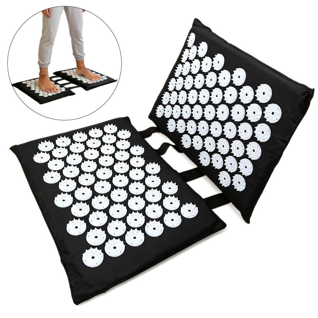 Fuß-Akupressurmatte mit 110 Noppen,24×24×2 cm, faltbar, für Fuß- & Rückenmassage,aus Baumwolle&ABS,zur Entspannung & Reflexzonen-Stimulation ...