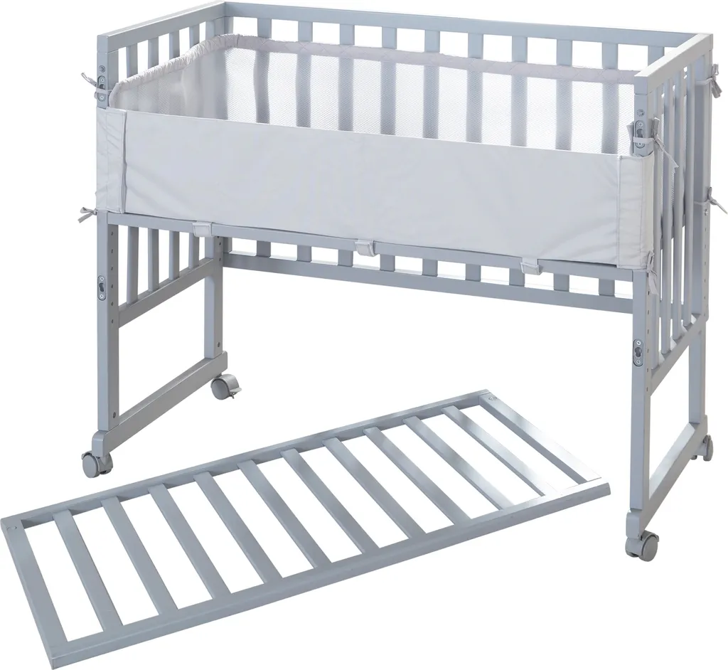 Lit cododo 3en1 gris roba Style évolutif avec barrière et matelas doux