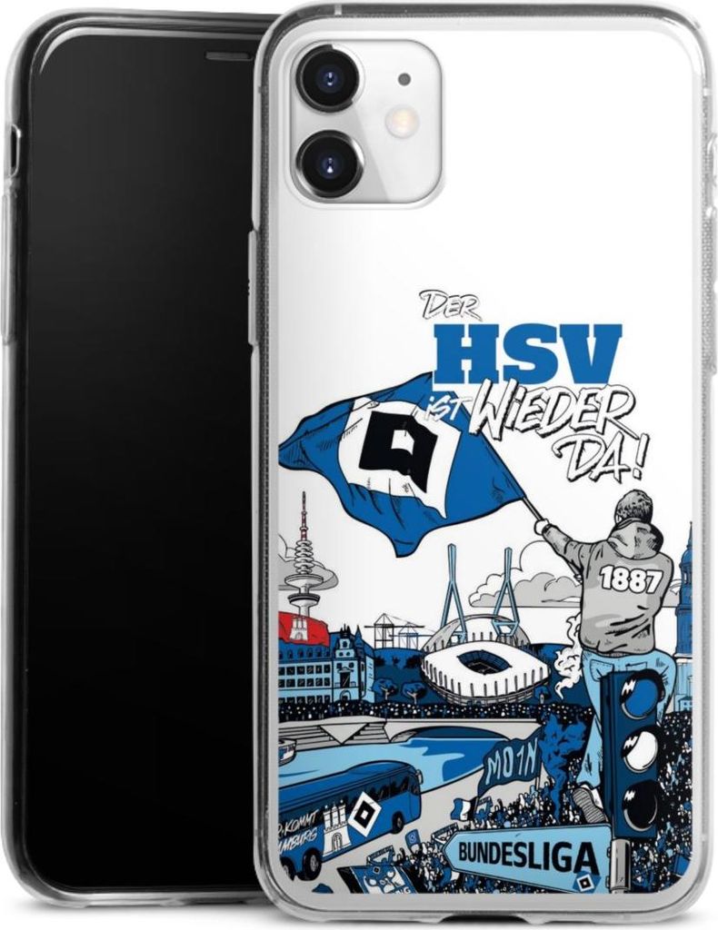DeinDesign Slim Hülle für Apple iPhone 11 Silikon Case Ultra Dünn Handyhülle Aufstieg Hamburger SV Offizielles Lizenzprodukt