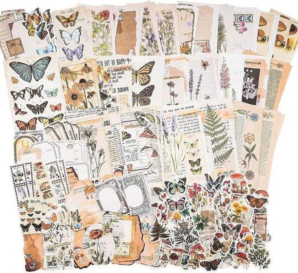 Retro Scrapbooking-Papier Set für DIY Journaling 200 Stück Grün