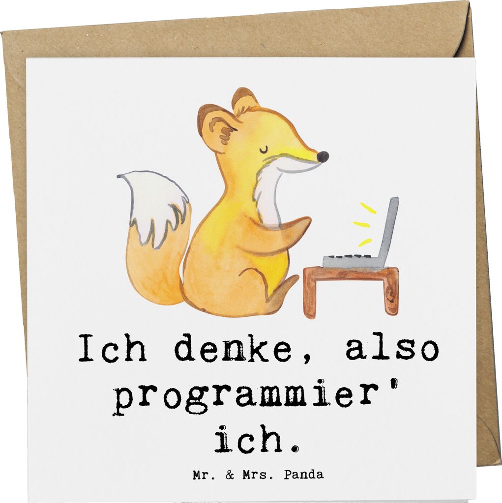 Mr. & Mrs. Panda Grußkarte Denker Softwareentwickler - Weiß - Geschenk, faltkarte, Berufsgestaltung, Geschenke mit Herz, Klappkarte, Softwareentw...