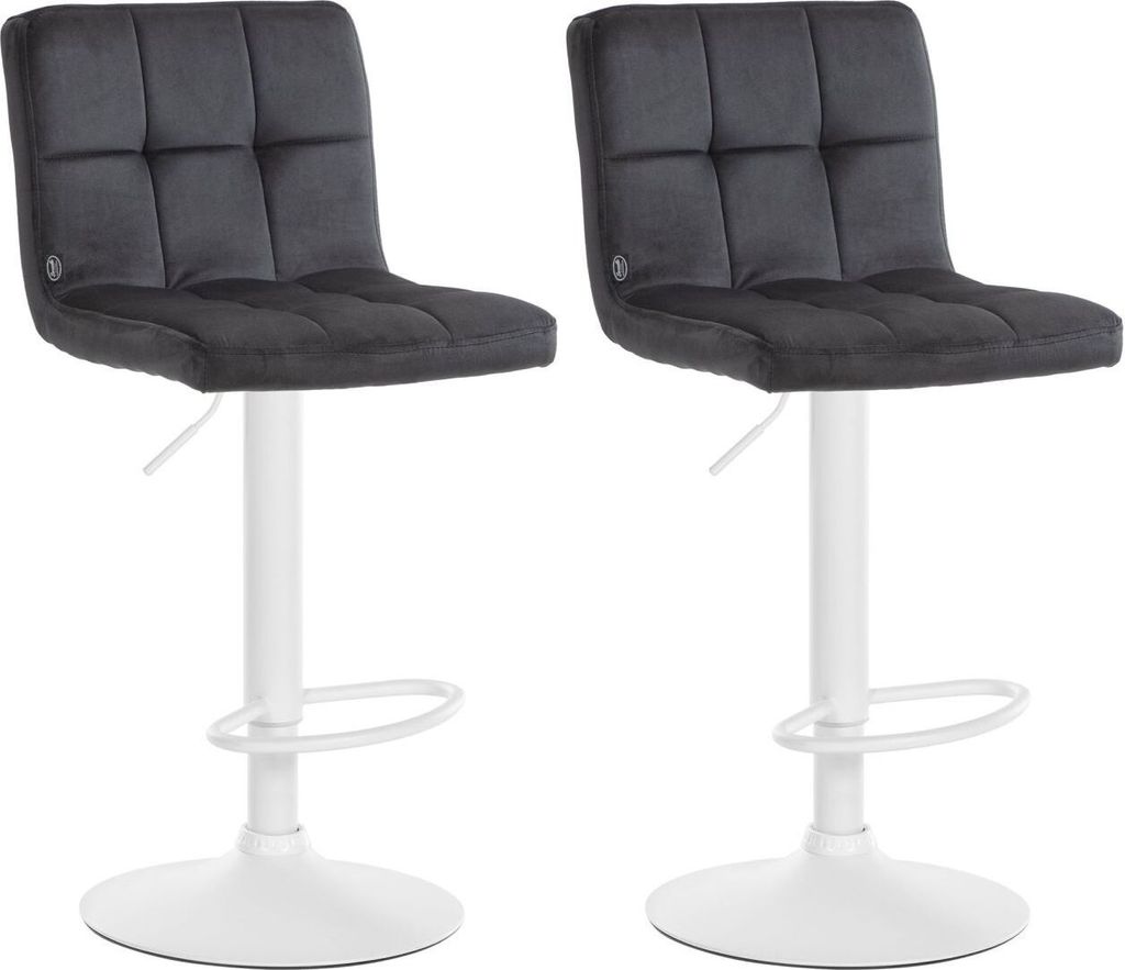 2er Set Barhocker Peru Samt weiß schwarz