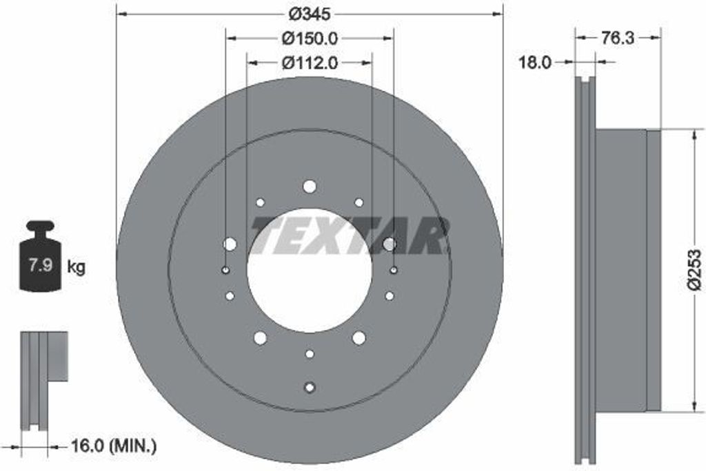 2x TEXTAR Bremsscheibe 92198503 für HYUNDAI XG III Limousine für LEXUS LX (_J2_)