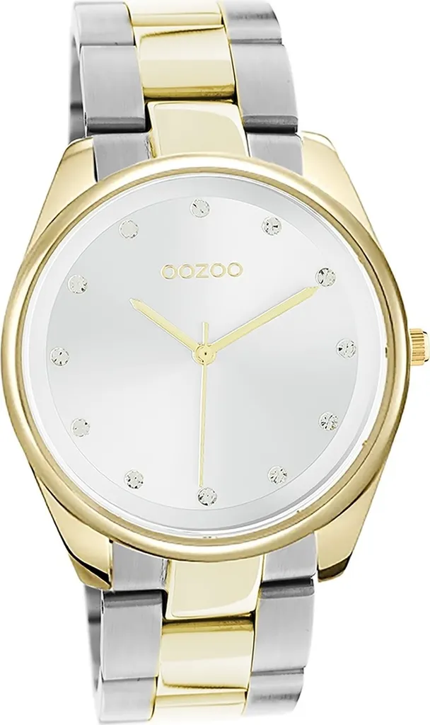 Montre Oozoo quartz en acier inoxydable étanche pour femme bracelet bicolore
