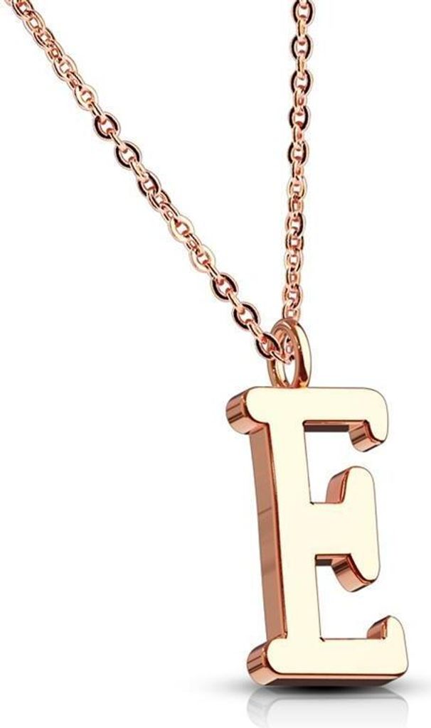 E - Kette Buchstaben Anhänger Rosegold aus Edelstahl Damen E