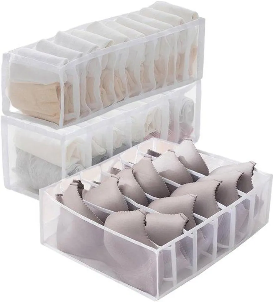 Rangement armoire gain de place en nylon blanc, 3 unités respirantes