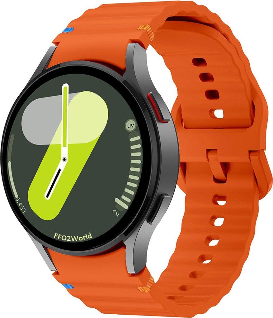 FFO2World Silikon-Armband mit Wellenmuster für Samsung Galaxy Watch 7 (40/44 mm), 6 (Classic), 5 (Pro), 4 (Classic) – Orange
