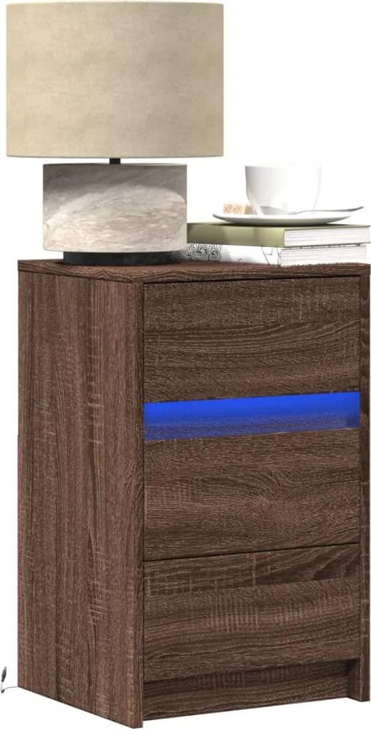 vidaXL Comodino con luci LED Materiale in legno effetto Immagine del prodotto 