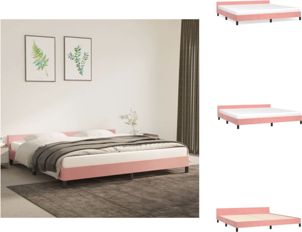 vidaXL Bettgestell mit Kopfteil Rosa 200x200 cm Samt - Betten & Bettgestelle