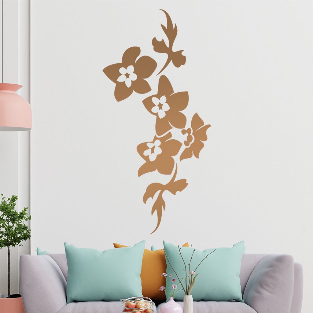 Blumen - Linien Wandtattoo in 6 Größen - Wandaufkleber Wall Sticker - Dekoration, Küche, Wohnzimmer, Schlafzimmer, Badezimmer