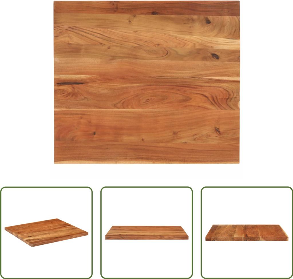 The Living Store Tischplatte 90x80x3,8 cm Rechteckig Massivholz Akazie