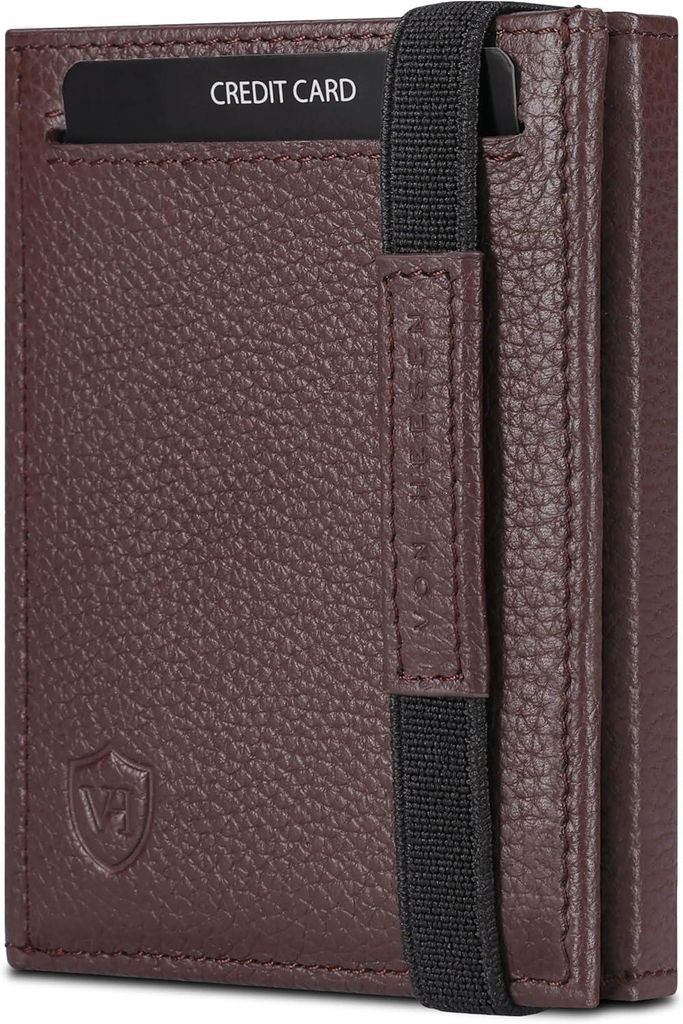 Slim Wallet Echtleder mit RFID Schutz und Münzfach Kartenetui Geldbörse Portemonnaie Herren Damen Kompakt Klein Kartenhalter