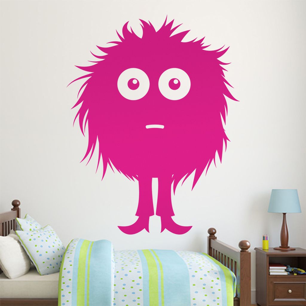 KIWISTAR Haariges kleines Monster Wandtattoo in 6 Größen - Wandaufkleber Wall Sticker - Dekoration, Küche, Wohnzimmer, Schlafzimmer, Badezimmer